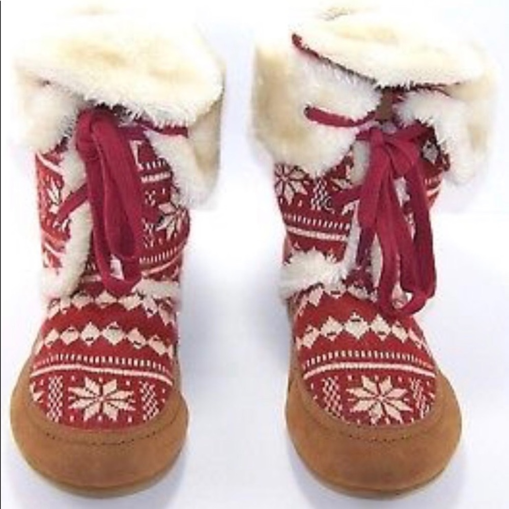 Lucky Brand Suede Sweater Slipper Boots 7M